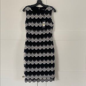 Elegant Black and White Lace Dress